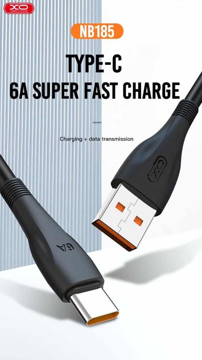 کابل شارژ فوق سریع یواس‌بی به تایپ‌سی ایکس‌او XO NB185 6A fast charger cable — تصویر ۸