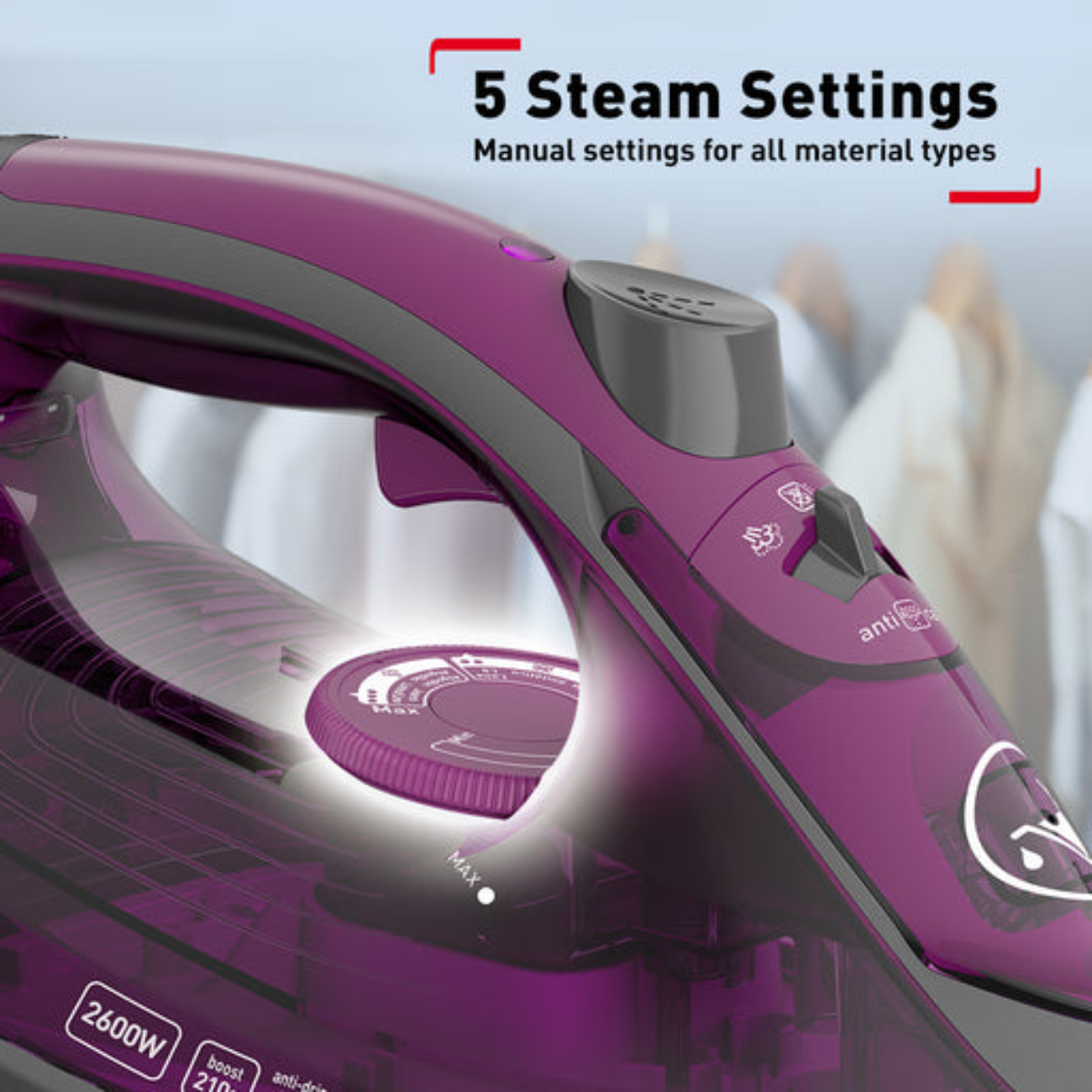 اتو بخار تفال Tefal مدل FV2843M0 توان 2600 وات — تصویر ۳
