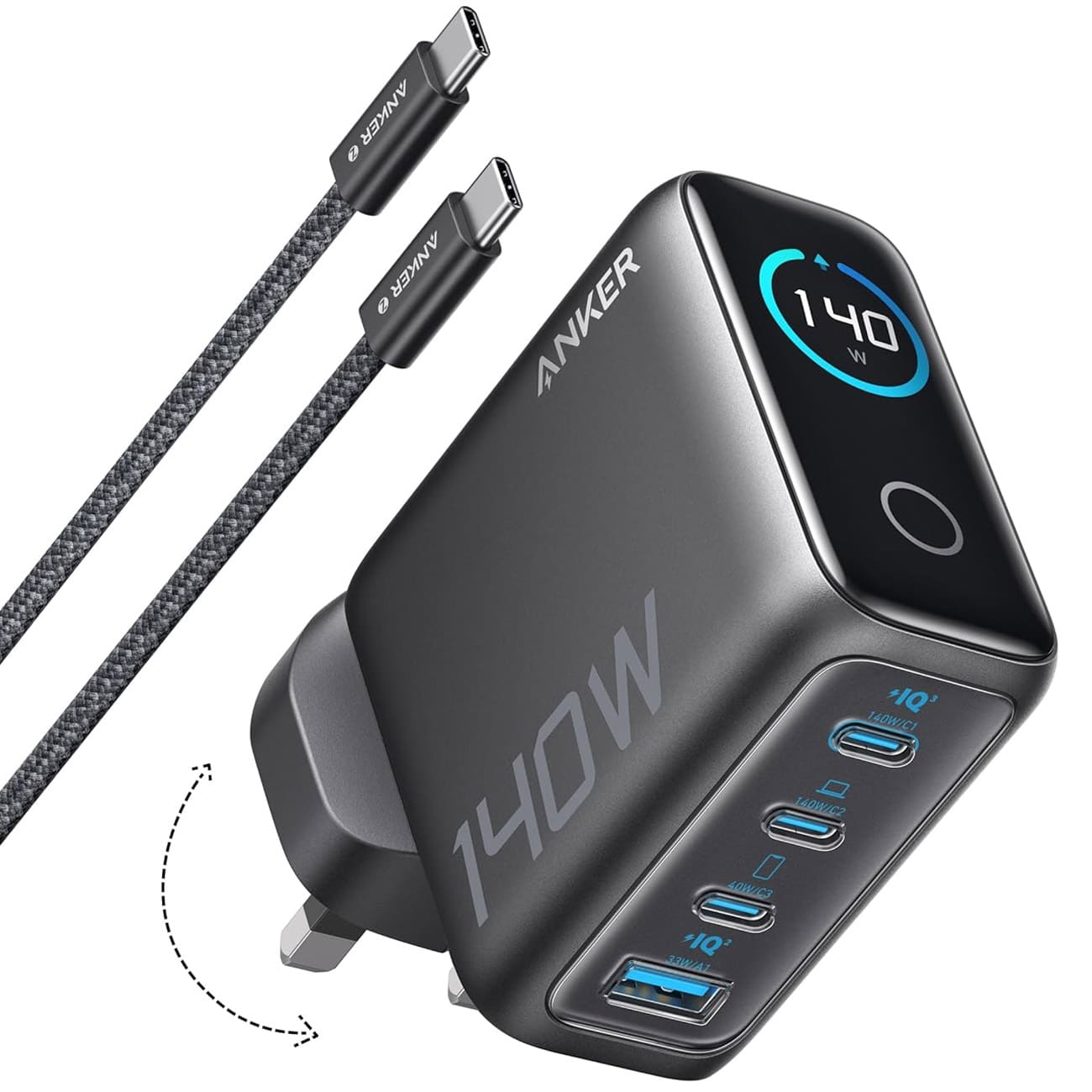 شارژر دیواری 140 وات انکر Anker مدل B2697 با 4 پورت