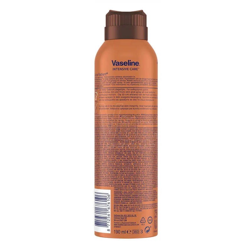 اسپری لوسیون وازلین کاکائو Cocoa Radiant حجم 190 میل — تصویر ۳