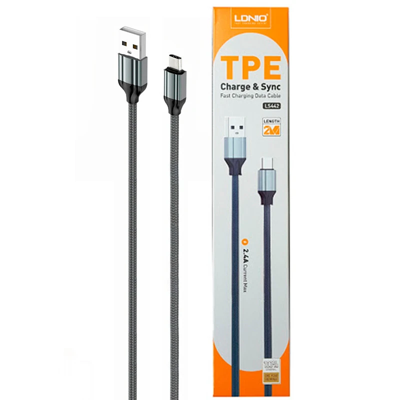 کابل فست شارژ LDNIO LS442 2.4A Type-C 2M