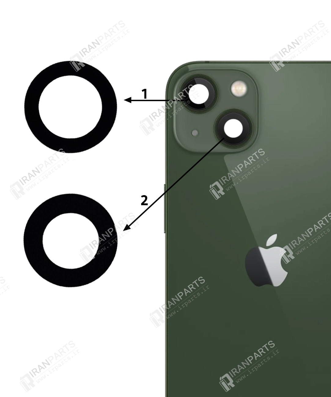 شیشه لنز دوربین آیفون 13/13 مینی iPhone 13/13 Mini Glass Camera — تصویر ۳