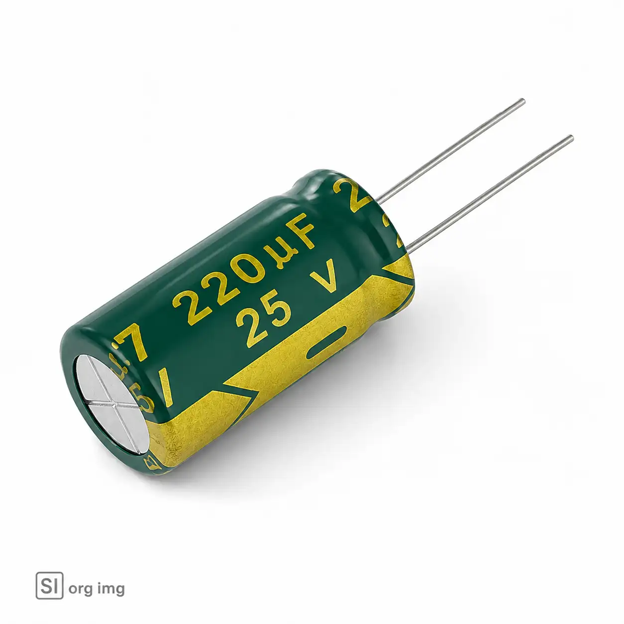 خازن 220 میکرو فاراد 25 ولت جیکو سبز (LOW ESR) — تصویر ۳