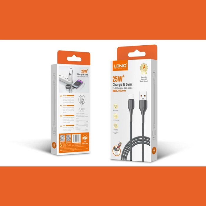 کابل تبدیل USB به USB-C الدینیو مدل LS851 طول 1 متر — تصویر ۳