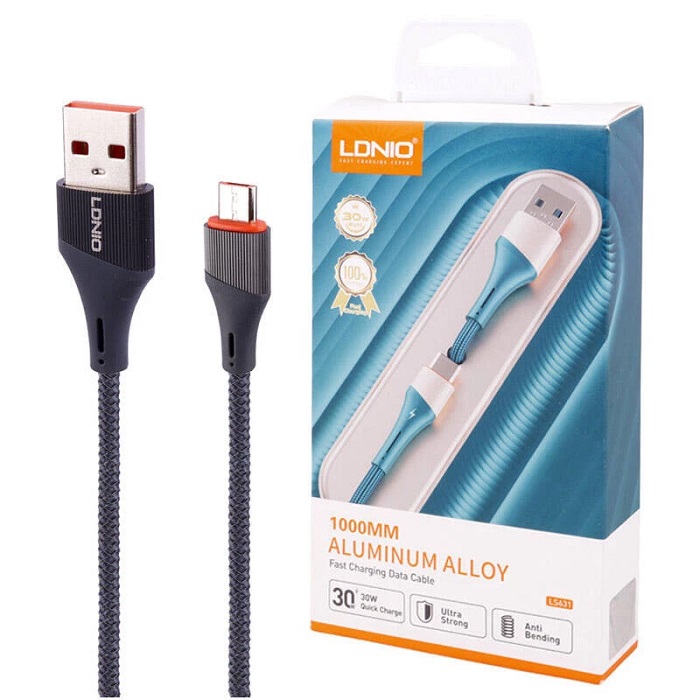 کابل تبدیل USB به USB-C الدینیو مدل LS631 طول 1 متر — تصویر ۴