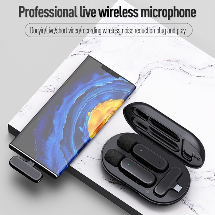 میکروفن یقه ای بی سیم تایپ سی مدل K61 Dual Lightning — تصویر ۳