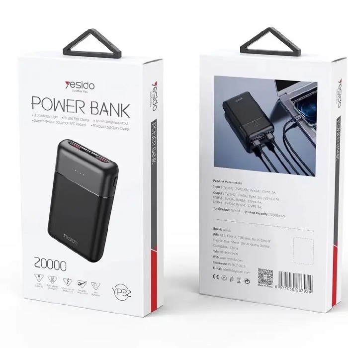 پاوربانک یسیدو مدل YP32 ظرفیت 20000 میلی آمپر ساعت — تصویر ۳