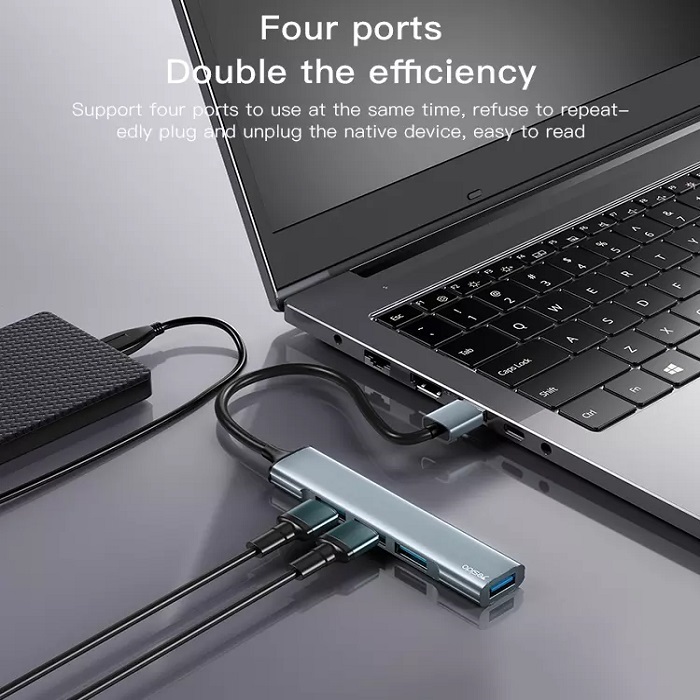 هاب 4 پورت یسیدو Yesido HB18 4-in-1 Multiport Hub Adapter — تصویر ۳