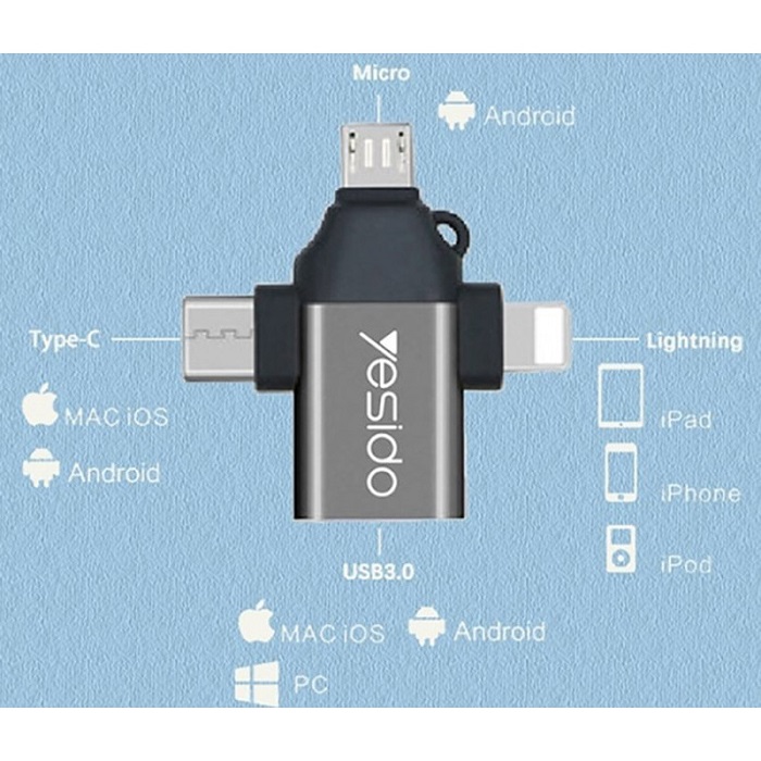 مبدل USB-C / MicroUSB / لایتنینگ OTG یسیدو مدل GS15 — تصویر ۵