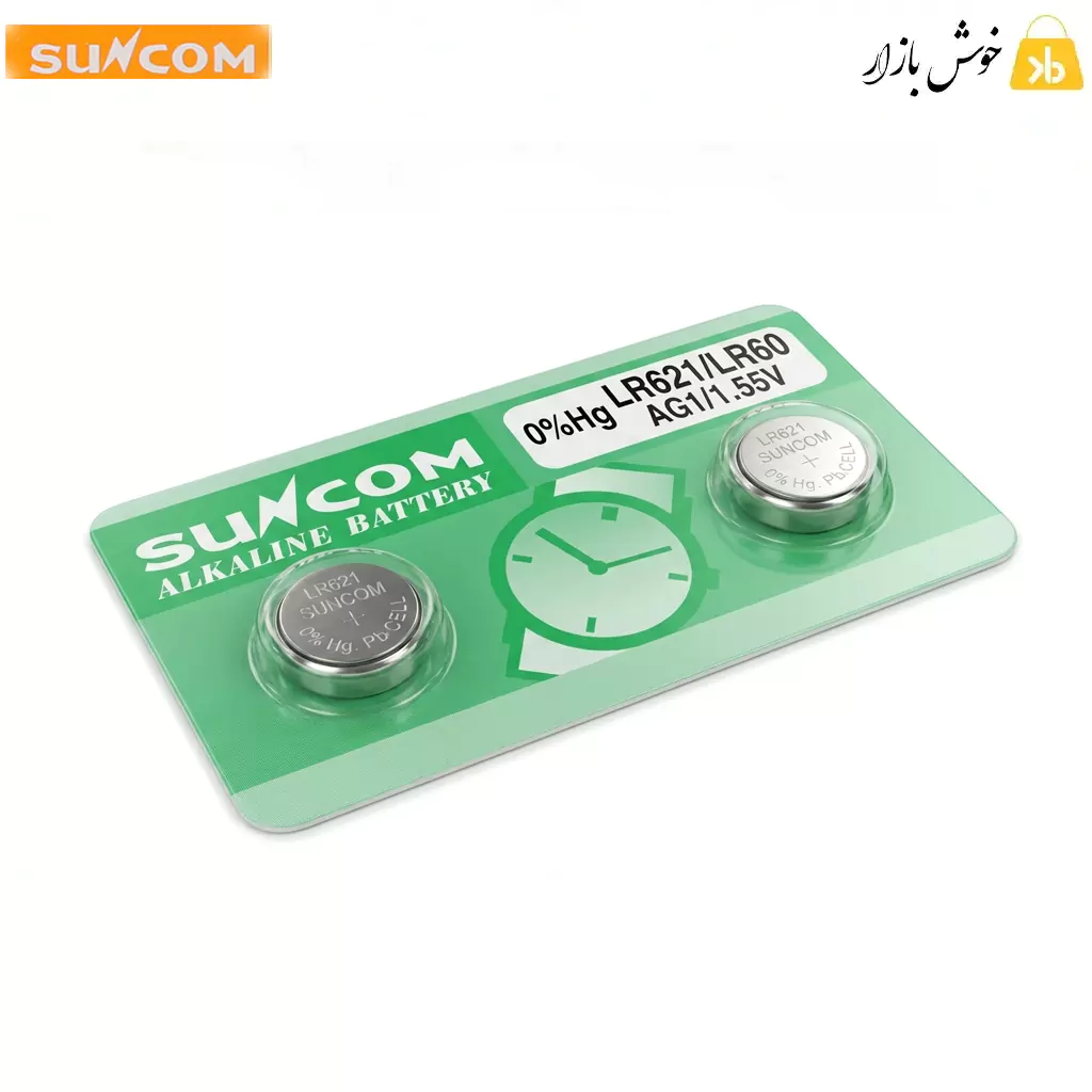 باتری ساعت سانکام (Suncom) مدل LR621 / LR60 /AG1 – پک 2 عددی — تصویر ۳