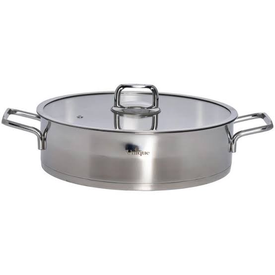تابه یونیک unique استیل سایز 28 تک فلت دو دسته UN-9910