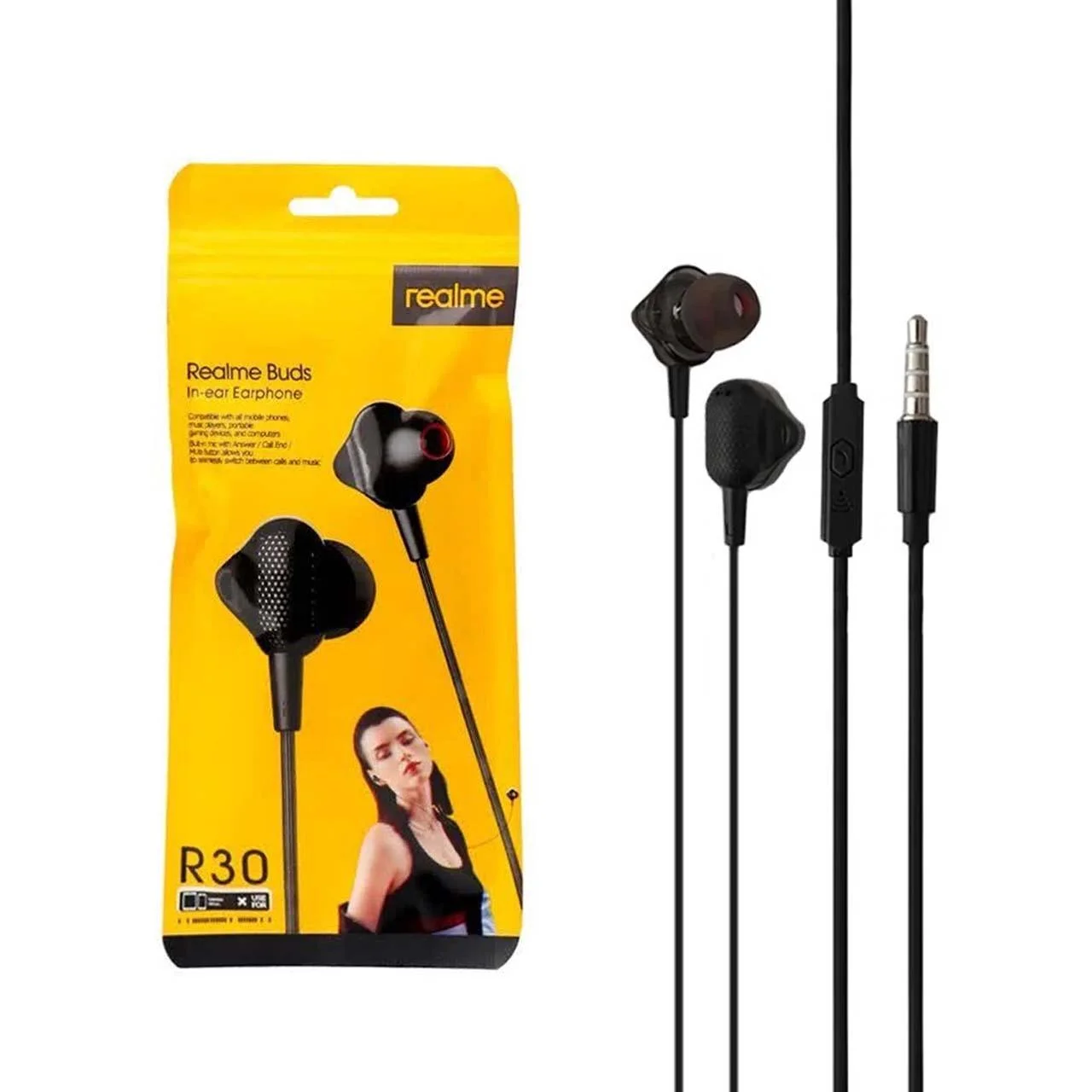 هندزفری باسیم Realme مدل R30 – مشکی – RYL