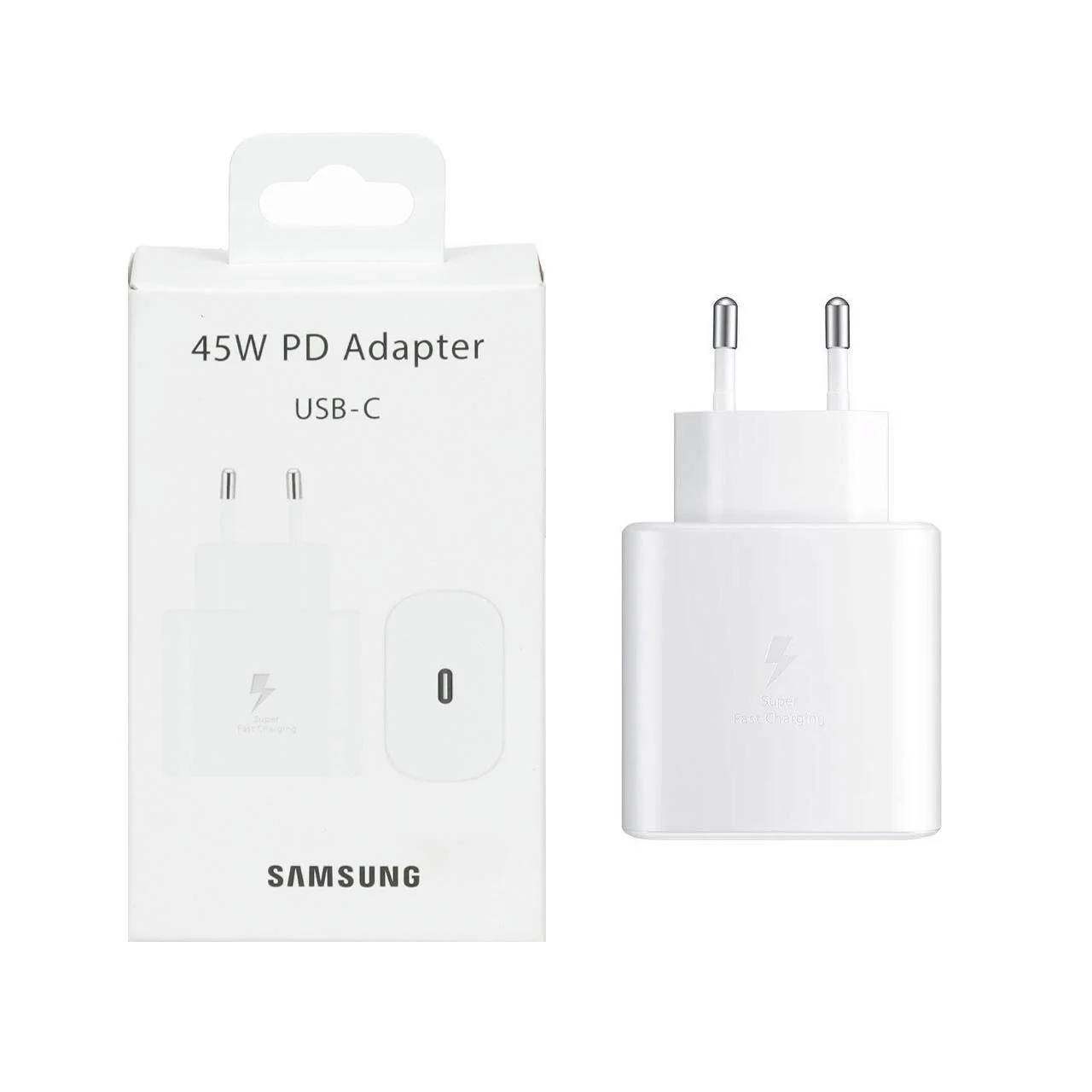 شارژر دیواری دو پین PD و فست تک پورت Samsung Type-C مدل TA845 45W – سفید (گارانتی شش ماهه AZR)