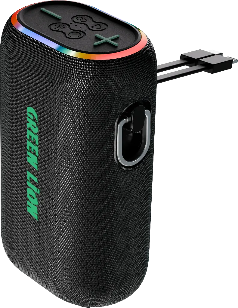 اسپیکر بی‌سیم گرین لاین به همراه پاوربانک ۱۰,۰۰۰ میلی‌آمپر مدل Green Lion Wave 20 Speaker with 10000mAh Power Bank – Black