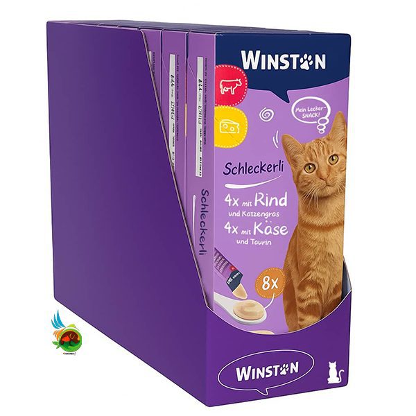 بستنی گربه وینستون با طعم گوشت و پنیر Winston mit rind &amp; cheese پک ۷۲ عددی