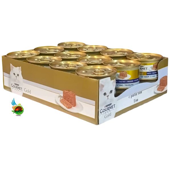 کنسرو گربه گورمت گلد با طعم ماهی تن مدل پته Gourmet gold with ton balikli پک 24 عددی