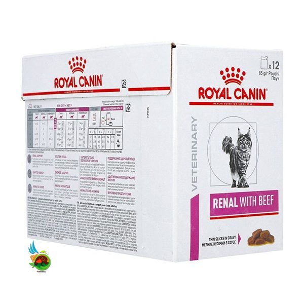 پوچ گربه رنال رویال کنین طعم گوشت Royal Canin Renal with beef پک 12 عددی — تصویر ۲