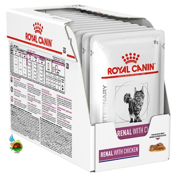 پوچ گربه رنال رویال کنین طعم مرغ Royal Canin Renal with chicken پک 12 عددی
