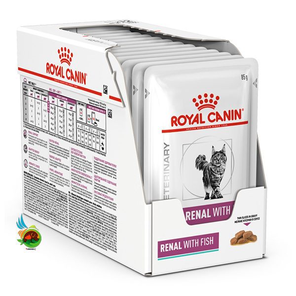 پوچ گربه رنال رویال کنین طعم ماهی Royal Canin Renal with fish پک 12 عددی