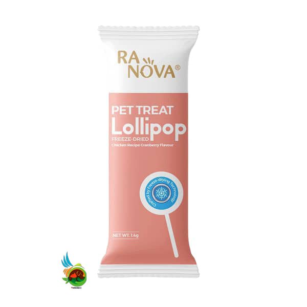 تشویقی آبنبات چوبی گربه لالی پاپ رنووا طعم مرغ و کرنبری Pet Terat Lollipop Ranova وزن ۱.۴ گرم