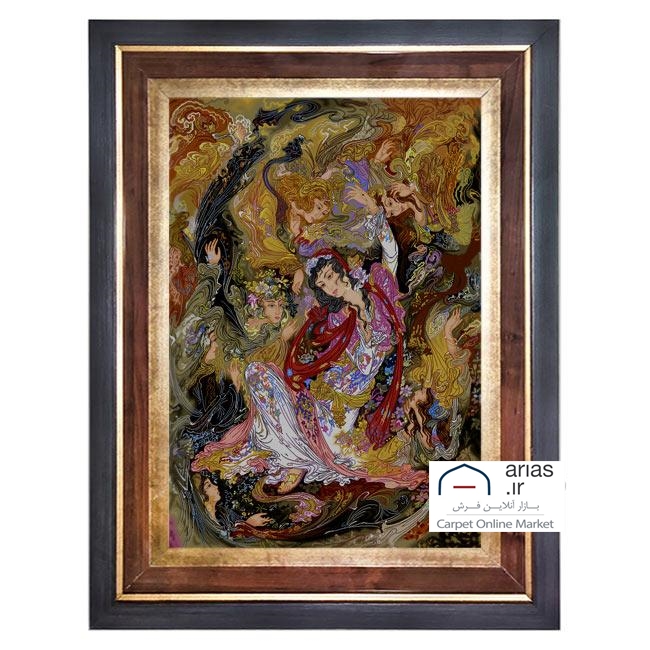 تابلو فرش ماشینی عمودی مینیاتور سروش عالم غیب کد T20488M — تصویر ۲