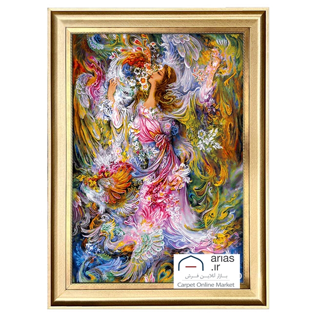 تابلو فرش ماشینی عمودی مینیاتور بوی بهار کد T20485M