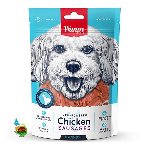 تشویقی سگ ونپی طعم مرغ سوسیسی Wanpy Chicken Sausages وزن 100 گرم