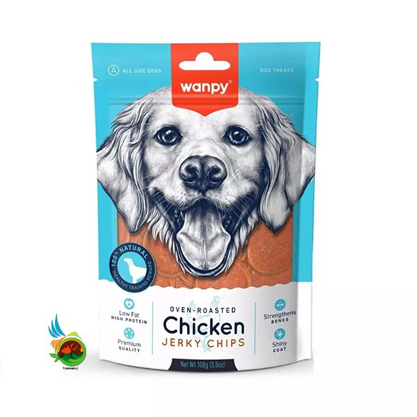 تشویقی سگ ونپی جرکی چیپس مرغ Wanpy Chicken Jerky Chips وزن 100 گرم