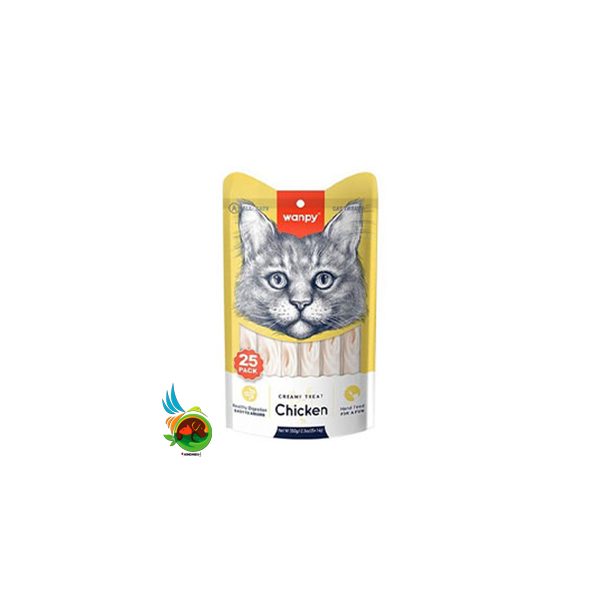 بستنی گربه ونپی با طعم مرغ Wanpy Chicken بسته 25 عددی