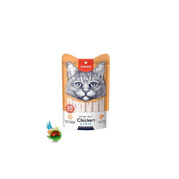 بستنی گربه ونپی با طعم مرغ و خرچنگ Wanpy Chicken &amp; Crab بسته 25 عددی