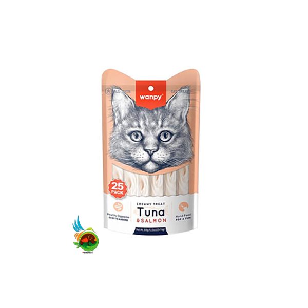 بستنی گربه ونپی با طعم تن و ماهی سالمون Wanpy Tuna &amp; Salmon بسته 25 عددی