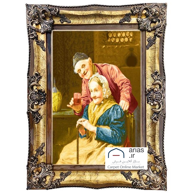 تابلو فرش ماشینی عمودی طرح فرانسوی عشق قدیمی کد T20420M