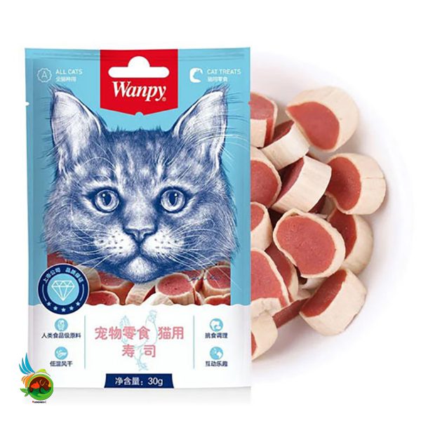تشویقی گربه ونپی مدل سوشی Wanpy Chicken Jerky &amp; Codfish وزن 30 گرم
