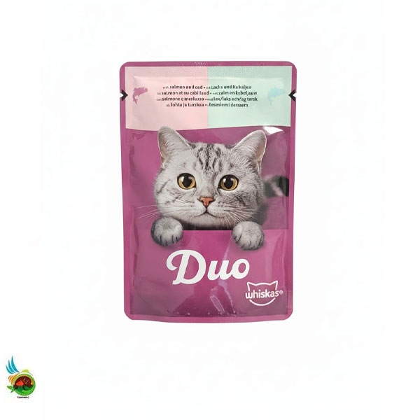 پوچ گربه ویسکاس طعم سالمون و ماهی کاد Whiskas with salmon and cod وزن 85 گرم