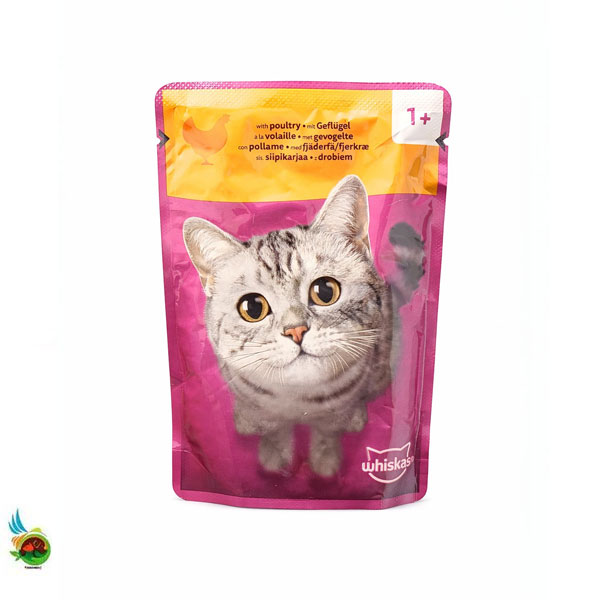 پوچ گربه ویسکاس طعم گوشت مرغ Whiskas with poultry mit geflugel وزن 85 گرم