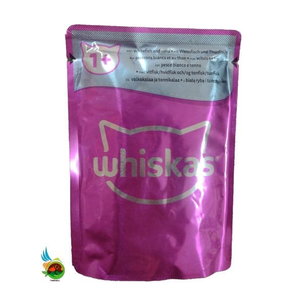 پوچ گربه ویسکاس طعم ماهی سفید و ماهی تن Whiskas with whitefish and tuna mit weissfisch وزن 85 گرم
