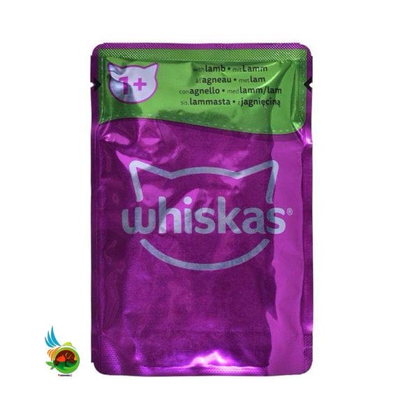 پوچ گربه ویسکاس +1 طعم بره Whiskas with lamb mit lamm وزن 85 گرم