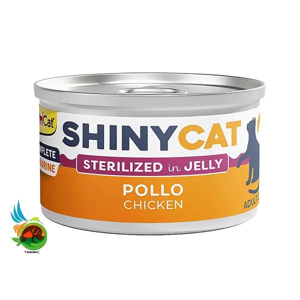 کنسرو گربه عقیم شده جیم کت با طعم مرغ در ژله Gim cat Shiny cat food with chicken in sterilized in jelly وزن 70 گرم