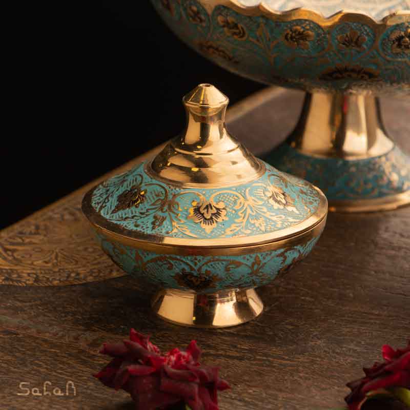 ست پذیرایی برنجی میناکاری کد 409 — تصویر ۵