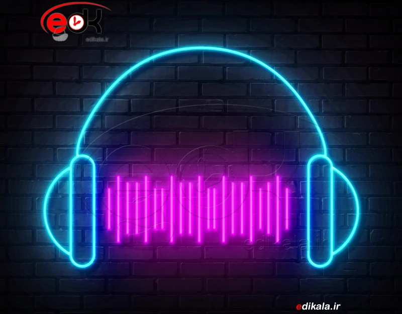 تابلو نئون طرح هدفون شماره 9 در ابعاد مختلف +آداپتور+ فایل لایه باز