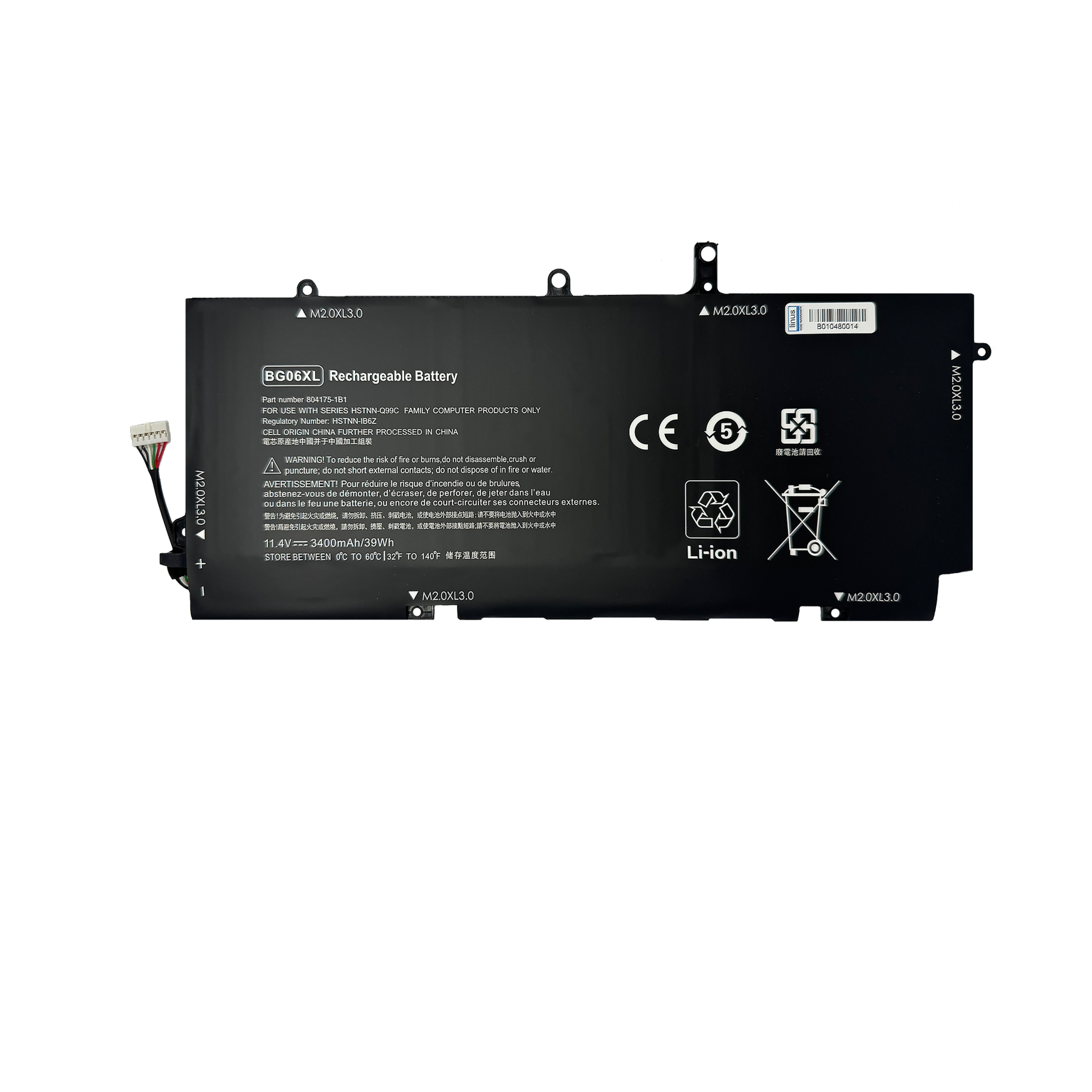 HP BATTERY EliteBook Folio 1040 G3 BG06XL 3400MAH