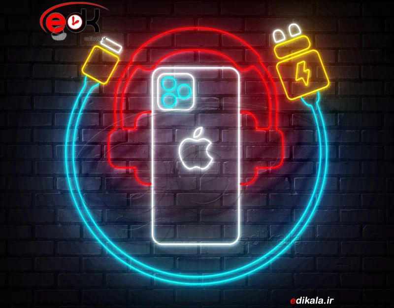 تابلو نئون طرح موبایل آیفون و هدفون و شارژر شماره 1 در ابعاد مختلف +آداپتور+ فایل کورل آماده برش
