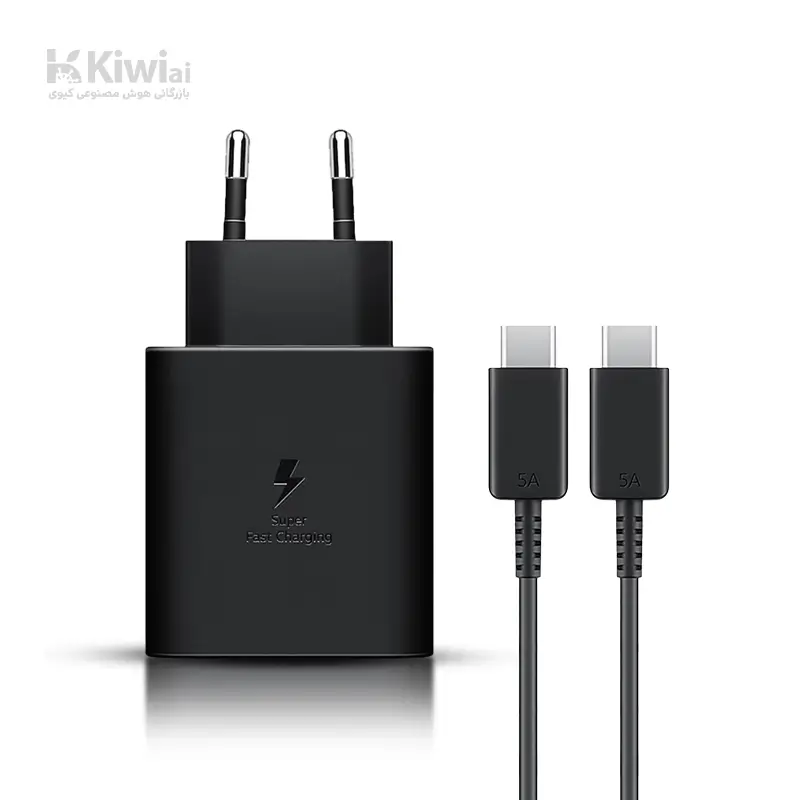 شارژر دیواری 50 وات سامسونگ مدل EP-T5020NBEGEU به همراه کابل USB-C – دو پین (اصل)- (ویتنام)