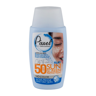کرم ضد آفتاب بی رنگ پیکسل SPF50 مناسب پوست چرب حجم 50 میل