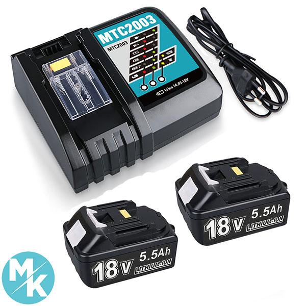 باتری و شارژر ماکیتا برند BATTOOL مدل 2 batteries 5.5Ah 1 chargeur