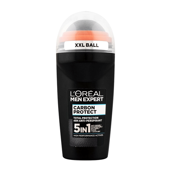 مام رول ضد تعریق مردانه لورآل سری Men Expert مدل CARBON PROTECT 5-IN-1