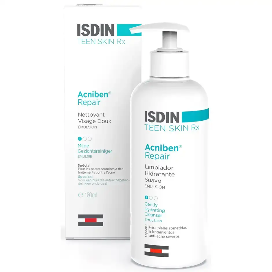 امولسیون ترمیمکننده و پاککننده آکنیبن ایزدین مناسب پوست خشک و حساس 180میل Isdin Acniben Teen Skin Repair Nettoy. Emuls.