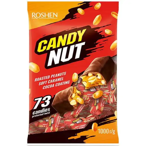 شکلات کندی نات کاراملی نرم روشن با مغز بادام زمینی ۱ کیلویی Roshen Candy Nut