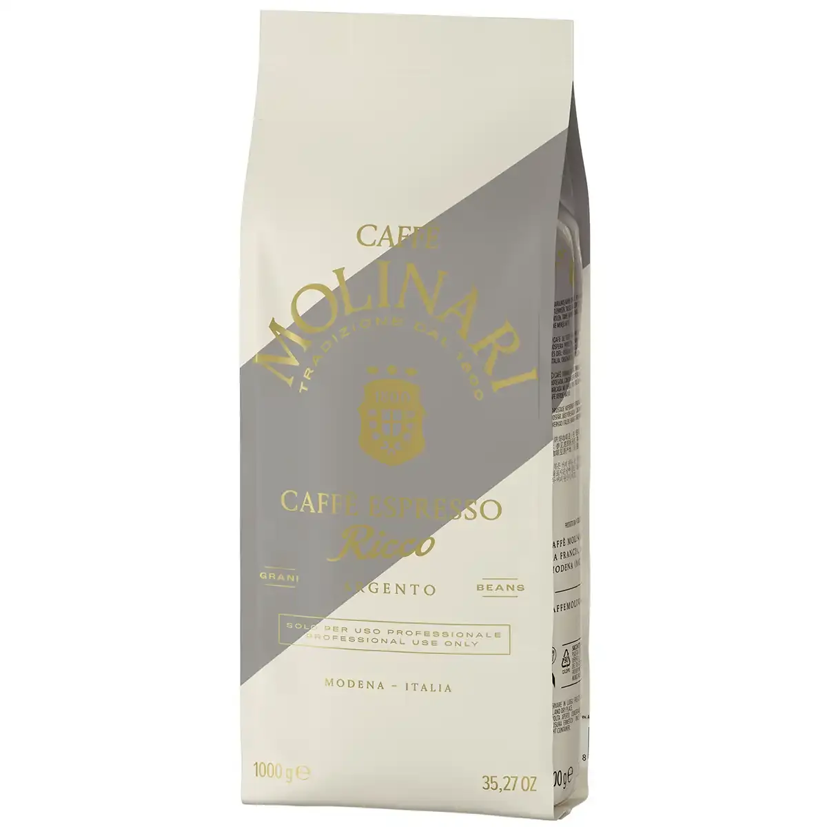 دانه قهوه مولیناری کافه اسپرسو ریکو آرجنتو 1 کیلویی Molinari Cafe Espresso Ricco Argento