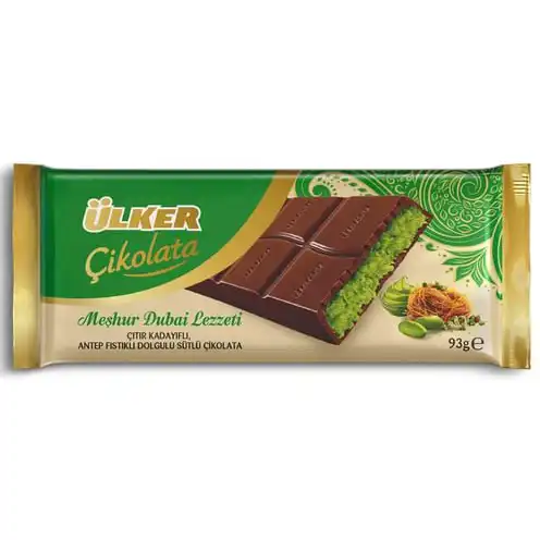 شکلات دبی اولکر کادایف با طعم پسته (دبی چاکلت) 93 گرمی Ulker Dubai Cikolata Cıtır Kadayıflı